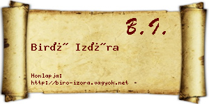 Biró Izóra névjegykártya